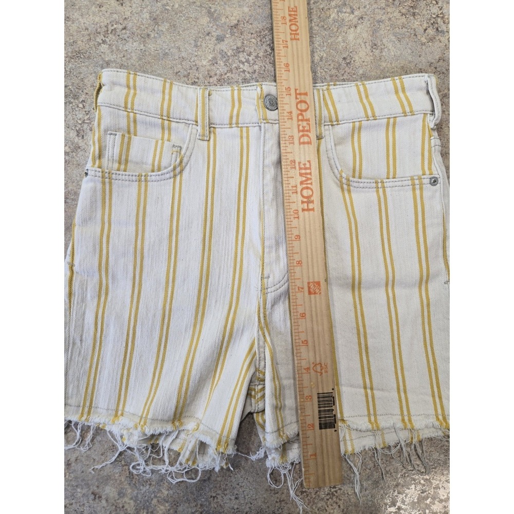 Anthropologie Pilcro Striped Denim Shorts Women's 27 High Rise Raw Frayed Hem - Picture 5 of 11